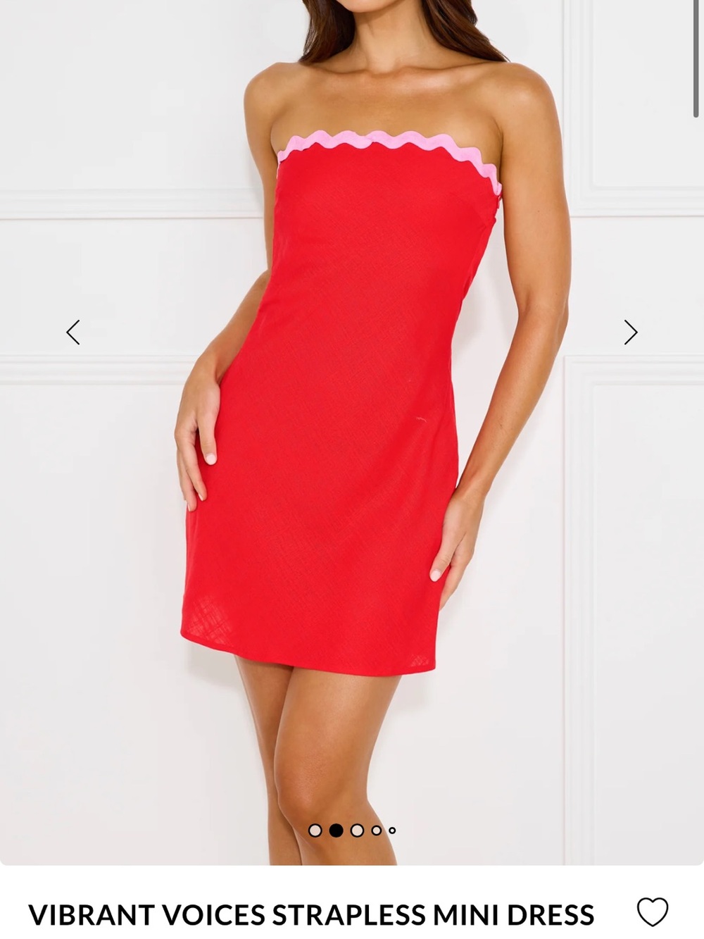 Hello Molly Bright red Coral Strapless Mini Dress